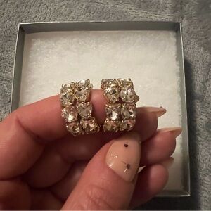 Lele Sadoughi Baby Pink Sparkle Hoops